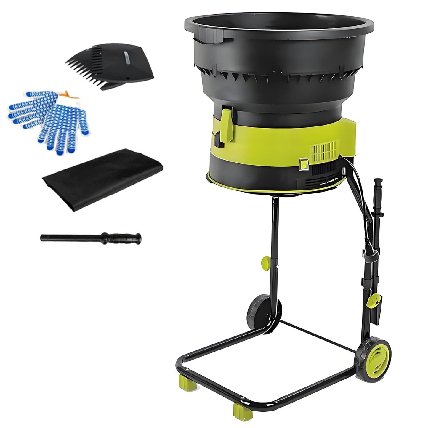 Elektrischer Gartenhäcksler 2500 W – 8000 U/min Asthäcksler & Laubmulcher mit 54 cm Futtertrichter – tragbarer Schmutzhäcksler für Rasenblätter und