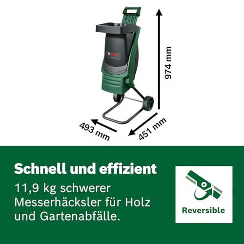 Bosch AXT Rapid 2000 Häcksler (zum leistungsstarken Häckseln von Gartenabfällen; kraftvoller 2000-W-Motor)