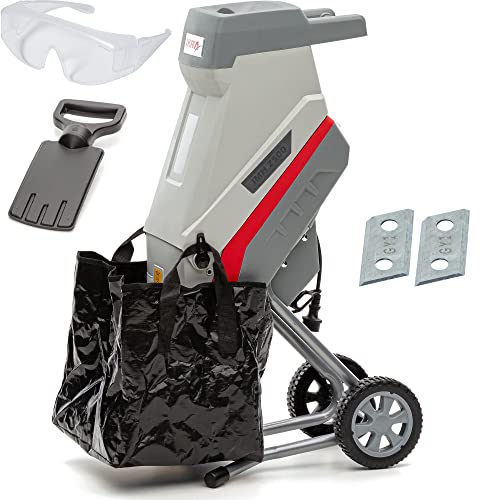 IKRA Elektro Gartenhäcksler Messerhäcksler IMH 2500, Fangsack 45l, 2500W, inkl. 2X Ersatz-Wendemesser & Schutzbrille