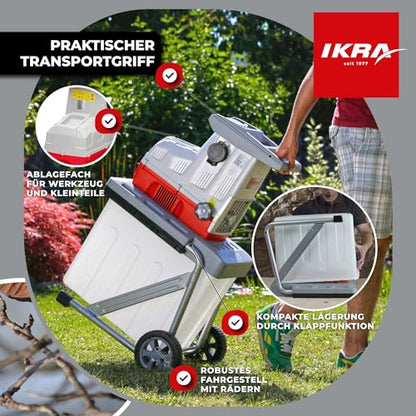 IKRA Elektro Gartenhäcksler Walzenhäcksler ILH 3000 A, 3.000W, inkl. Gartenschere & Schutzbrille