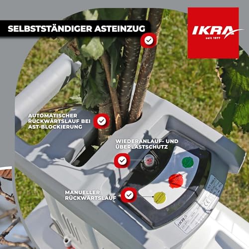 IKRA Elektro Gartenhäcksler Walzenhäcksler ILH 3000 A, 3.000W, inkl. Gartenschere & Schutzbrille