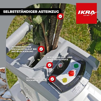 IKRA Elektro Gartenhäcksler Walzenhäcksler ILH 3000 A, 3.000W, inkl. Gartenschere & Schutzbrille