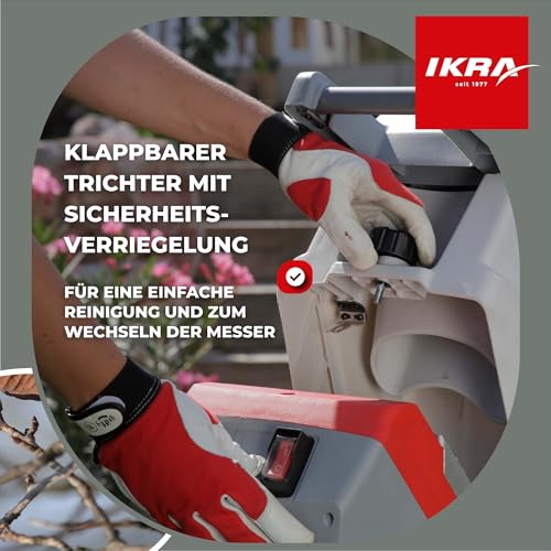 IKRA Elektro Gartenhäcksler Messerhäcksler IMH 2500, Fangsack 45l, 2500W, inkl. 2X Ersatz-Wendemesser & Schutzbrille