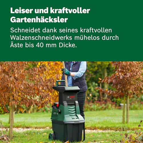 Bosch Leisehäcksler AXT 25 D (2.500 W; geeignet für Hartholz und Dornensträucher; integrierte Fangbox 53 l; in Karton)