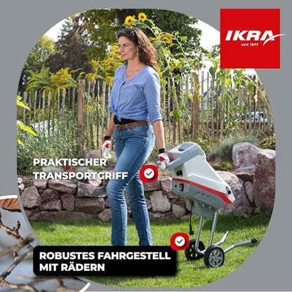 IKRA Elektro Gartenhäcksler Messerhäcksler IMH 2500, Fangsack 45l, 2500W, inkl. 2X Ersatz-Wendemesser & Schutzbrille