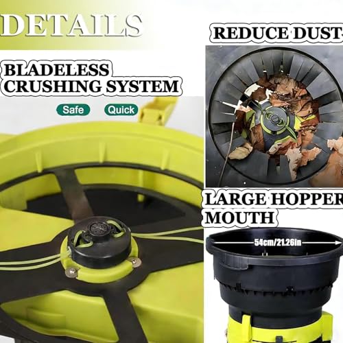 Elektrischer Gartenhäcksler 2500 W – 8000 U/min Asthäcksler & Laubmulcher mit 54 cm Futtertrichter – tragbarer Schmutzhäcksler für Rasenblätter und