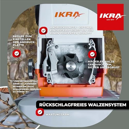 IKRA Elektro Gartenhäcksler Walzenhäcksler ILH 3000 A, 3.000W, inkl. Gartenschere & Schutzbrille