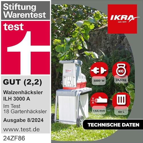 IKRA Elektro Gartenhäcksler Walzenhäcksler ILH 3000 A, 3.000W, inkl. Gartenschere & Schutzbrille