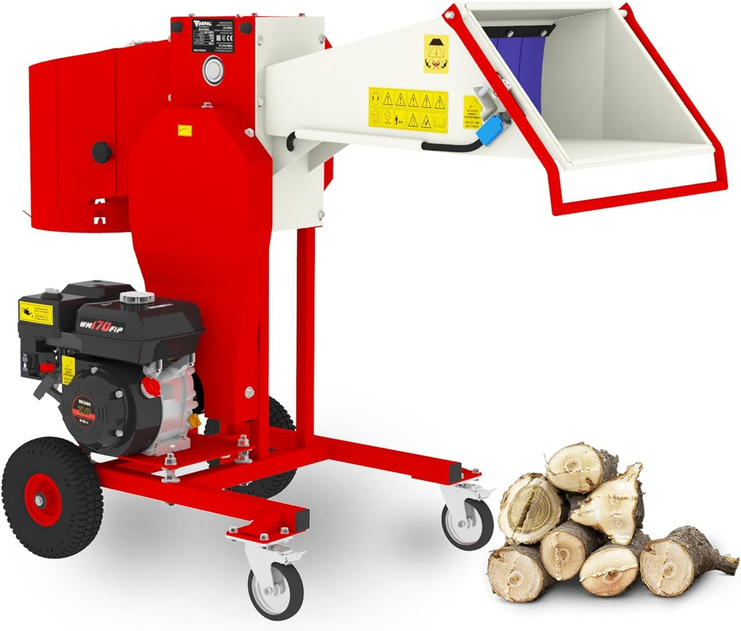 Leistungsstarker Holzhacker ARPAL AM-80BD mit 7-PS-Benzinmotor – Zerkleinert Äste bis zu 80 mm für Brennholz, Holzkohle und Heizsysteme – 3 Jahre