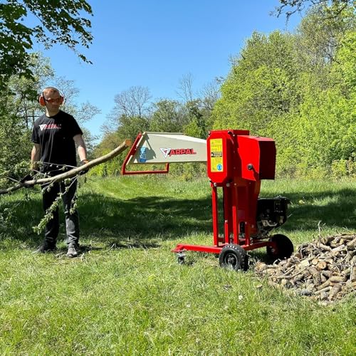 Leistungsstarker Holzhacker ARPAL AM-80BD mit 7-PS-Benzinmotor – Zerkleinert Äste bis zu 80 mm für Brennholz, Holzkohle und Heizsysteme – 3 Jahre