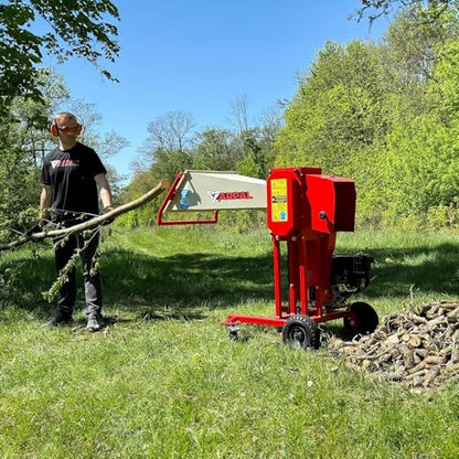 Leistungsstarker Holzhacker ARPAL AM-80BD mit 7-PS-Benzinmotor – Zerkleinert Äste bis zu 80 mm für Brennholz, Holzkohle und Heizsysteme – 3 Jahre