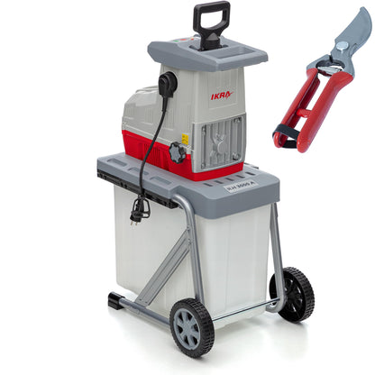 IKRA 81002880 Elektro Gartenhäcksler Walzenhäcksler ILH 3000 A & Güde 58596 Akku Heckenschere HS 18-201-05 (18V, Messer mit Diamantschliff, 180 Grad