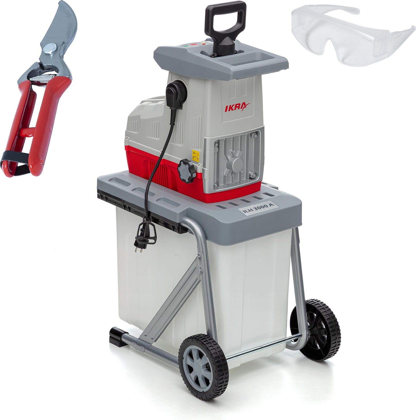 IKRA Elektro Gartenhäcksler Walzenhäcksler ILH 3000 A, 3.000W, inkl. Gartenschere & Schutzbrille
